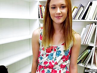 Tiny Redhead Sucks your Dick in the Library Point of view